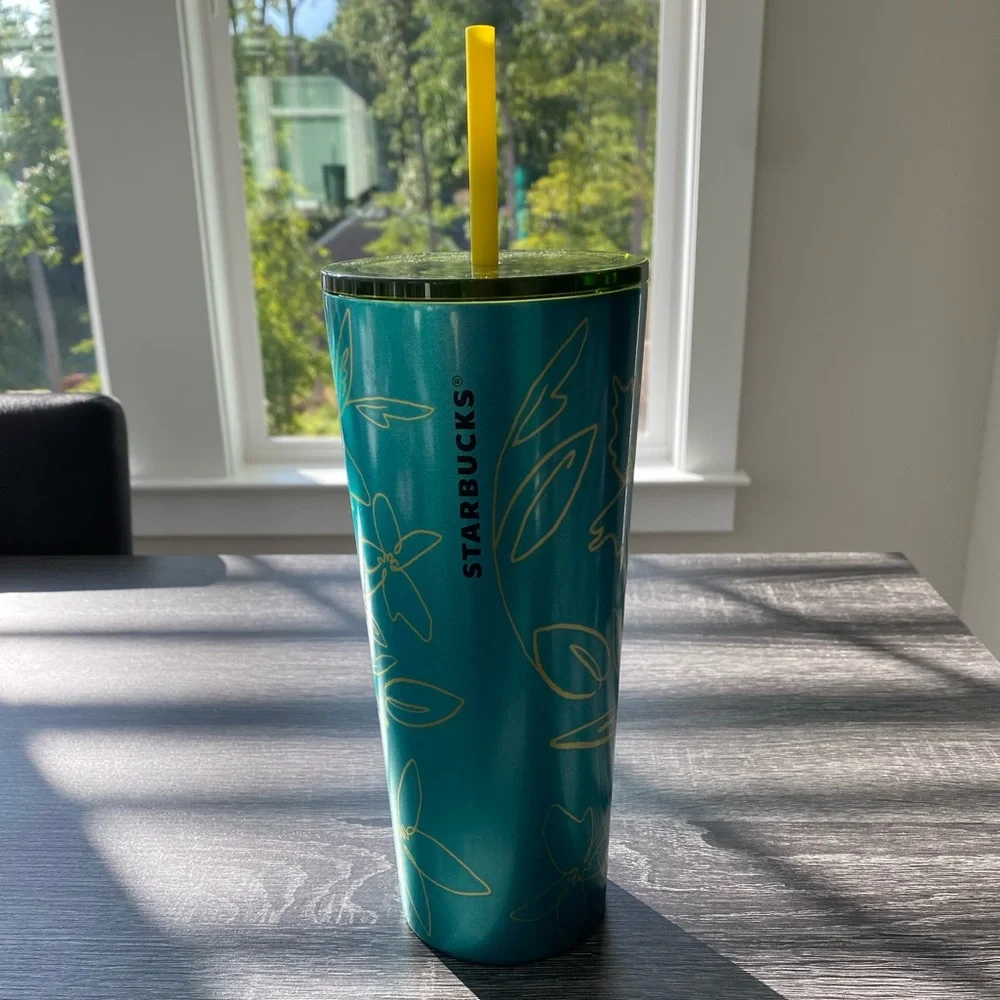 NWT Starbucks Spring 2022 Floral Stainless Steel Tumbler Travel Mug w/Lid 24 OZ